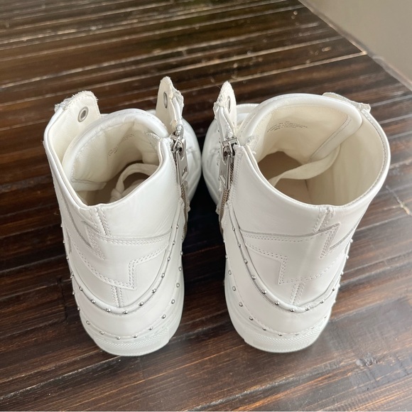 ZADIG & VOLTAIRE ZV1747 High Flash Studded Leather Sneakers in Off White NEW - Picture 9 of 14